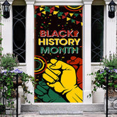 Lofaris Yellow Red Green Fist Black History Month Door Cover